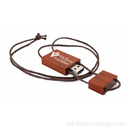 lanyard wooden usb drive with gift box
